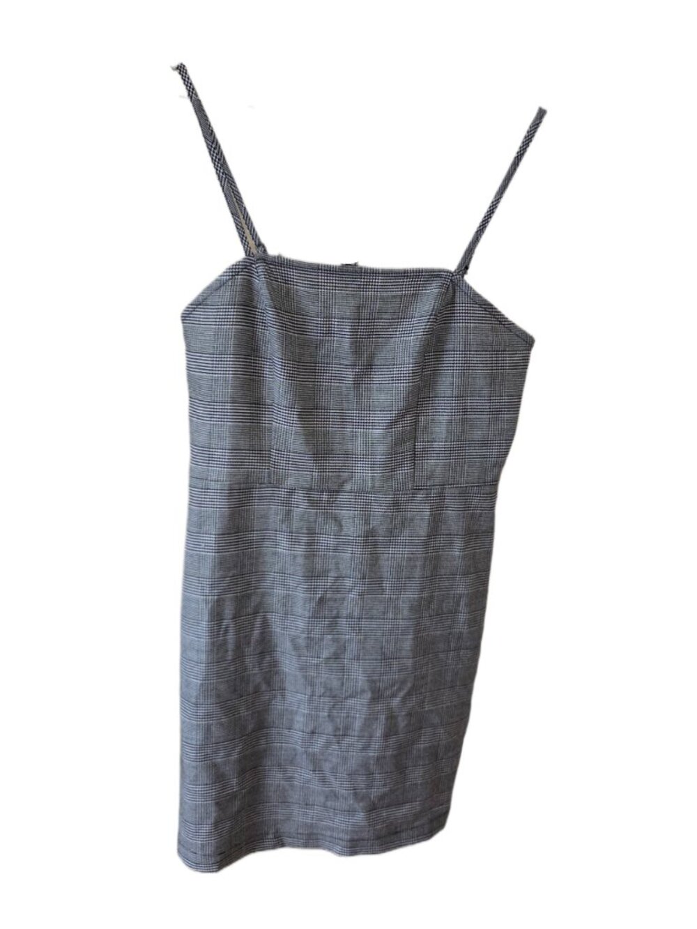 Forever 21 Gray Plaid Mini Dress, Square Neckline with thin Spaghetti Straps